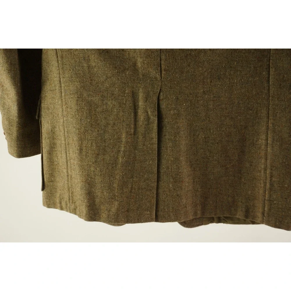 Vintage 1970s Union Made Tweed Wool Atomic Fleck Military Safari Jacket 42R Men